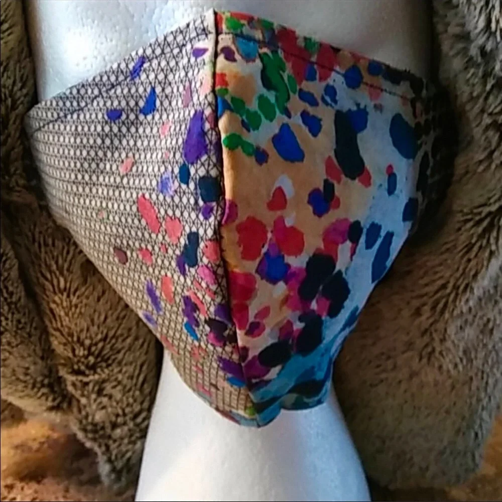 WOMEN'S “COLORFUL GRID” COTTON BLEND FACE MASK